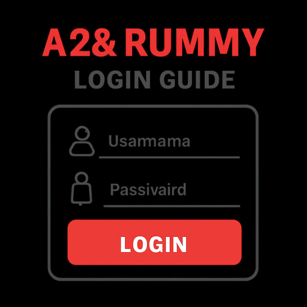 Illustration showing the login process for A23 Rummy.