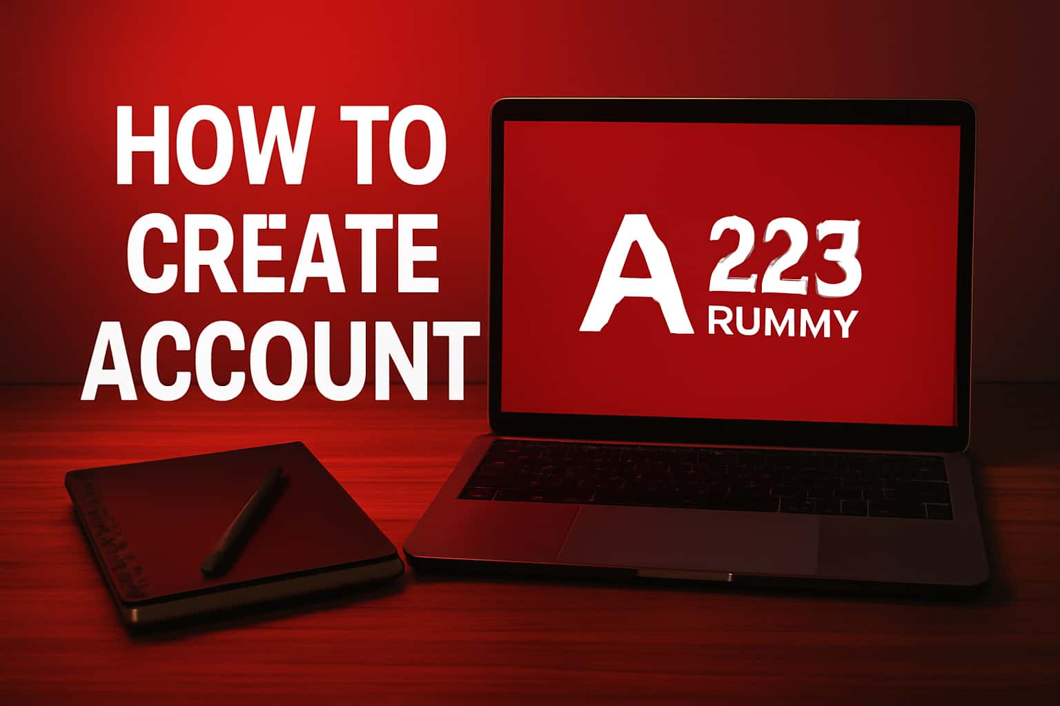 Informative visual representation of creating an A23 Rummy account with clear text.