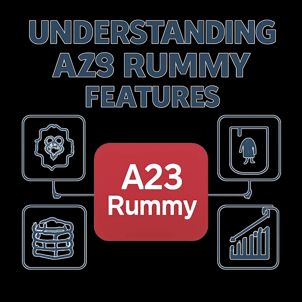 An educational diagram detailing A23 Rummy features.